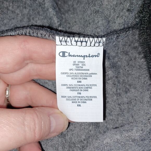 Champion Men Powerblend Graphic Script Logo Sweatshirt Size 2XL Gray Crew Y06794 - Picture 12 of 13